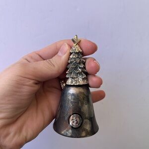 Vintage Christmas 1998 Silver Plated Christmas Tree Bell Decor AS IS